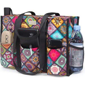 Design Utility Water Resistant Tote Bag with 13 Pockets, Top Zipper Closure